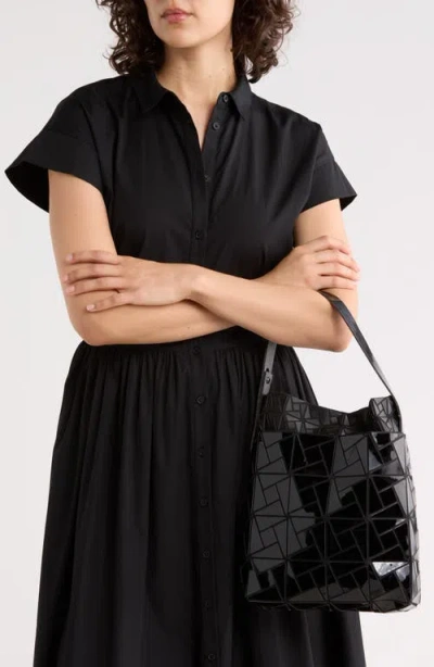 Patrizia Luca Double Layer Box Pattern Shoulder Bag In Black/ Black