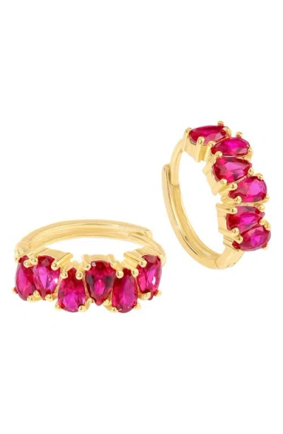 Ys Gems Lab Created Gemstone Huggie Hoop Earrings In Ruby