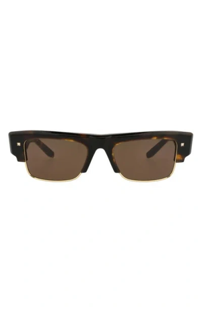 Valentino 52mm Rectangular Sunglasses In Brown