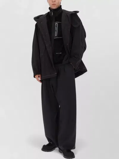 And Wander Loose Fishtail Octa Polyester-blend Hooded Jacket In Black