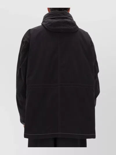 And Wander Loose Fishtail Octa Polyester-blend Hooded Jacket In Black