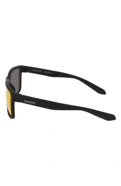 Dragon 58mm Rectangular Sunglasses In Matte Black/ Red Mirror