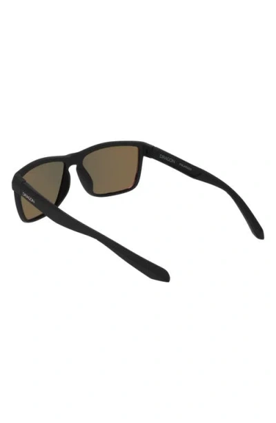 Dragon 58mm Rectangular Sunglasses In Matte Black/ Red Mirror