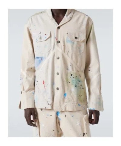 Greg Lauren Painter Printed Cotton Jacket In Neutral