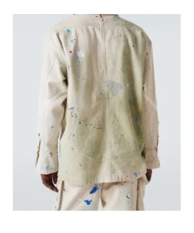 Greg Lauren Painter Printed Cotton Jacket In Neutral