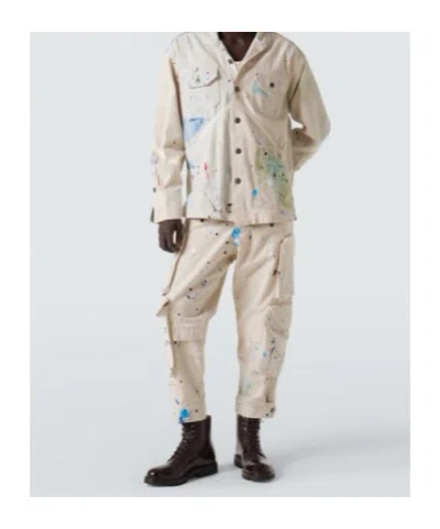 Greg Lauren Painter Printed Cotton Jacket In Neutral