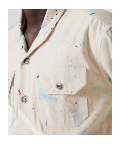Greg Lauren Painter Printed Cotton Jacket In Neutral