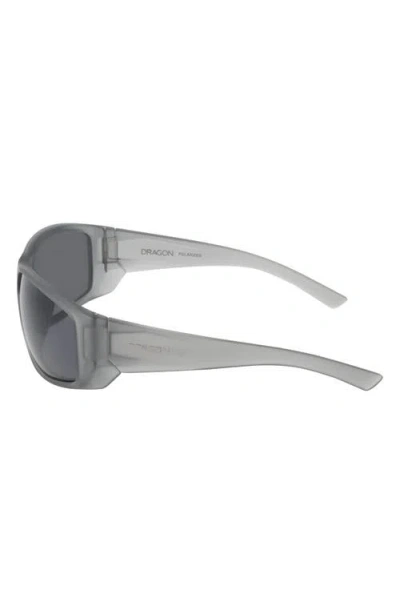 Dragon 64mm Oversize Rectangular Sunglasses In Grey/ Silver Flash