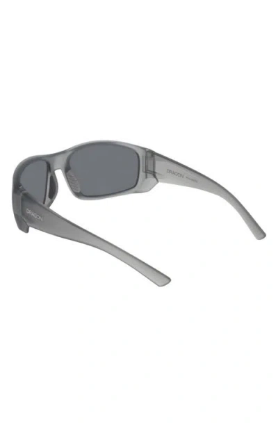 Dragon 64mm Oversize Rectangular Sunglasses In Grey/ Silver Flash