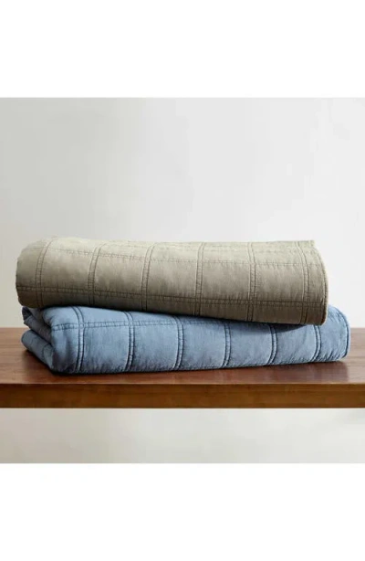 Kenneth Cole Reaction Stonewashed Solid Microfiber Quilt Set In Medium / Dark Blue