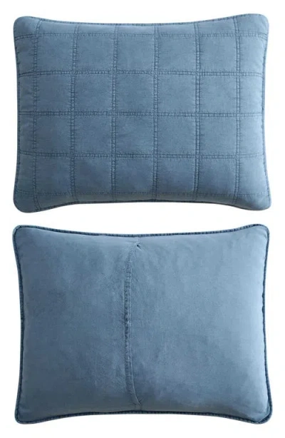 Kenneth Cole Reaction Stonewashed Solid Microfiber Quilt Set In Medium / Dark Blue