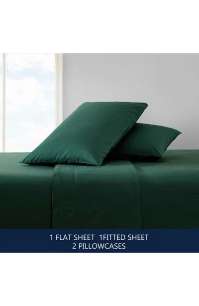 Nautica Bayview Solid 200 Thread Count Cotton Percale Sheet Set In Medium / Dark Green