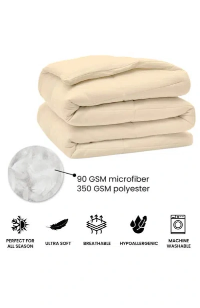 Luxury Home Solid White Microfiber Comforter In Brown