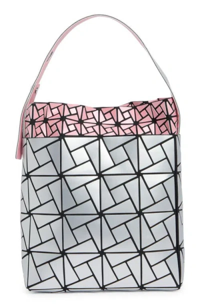 Patrizia Luca Double Layer Box Pattern Shoulder Bag In Silver/ Pink