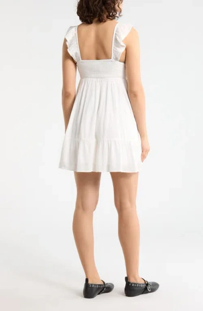 Abound Smocked Flutter Sleeve Minidress In Ivory