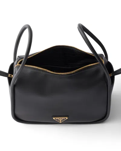 Prada Shoulder Bag Structured Shape Top Handle In Black
