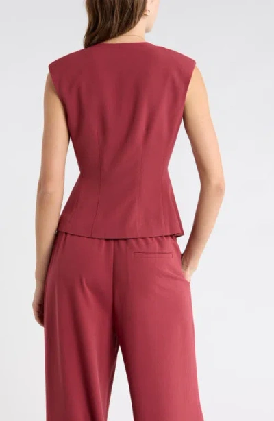 Leith Brooklyn Darted Vest In Red Ruby