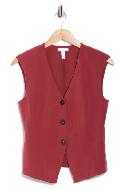 Leith Brooklyn Darted Vest In Red Ruby