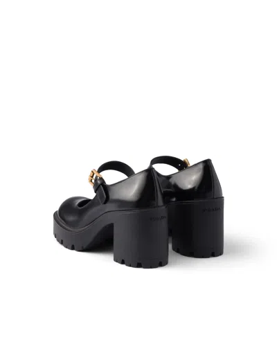 Prada Brushed Leather Pumps In Black