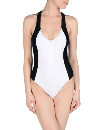 Shop Stussy One-piece Swimsuits In White