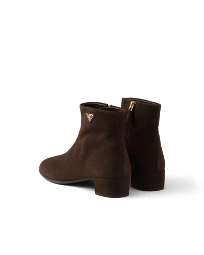 Prada Logo Suede Ankle Boots In Multi
