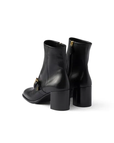 Prada Leather Booties In Black