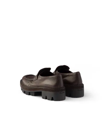 Prada Leather Loafers In Brown