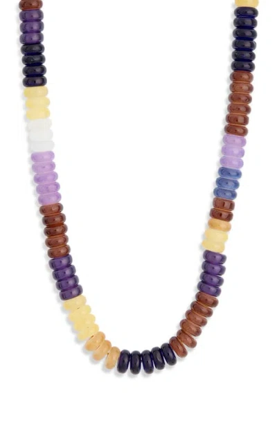 Leith Beaded Collar Necklace In Blue Multi- Gold