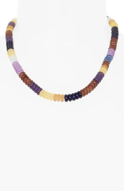 Leith Beaded Collar Necklace In Blue Multi- Gold