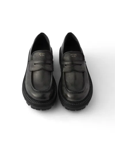 Prada Leather Loafers In Black