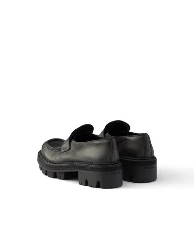 Prada Leather Loafers In Black