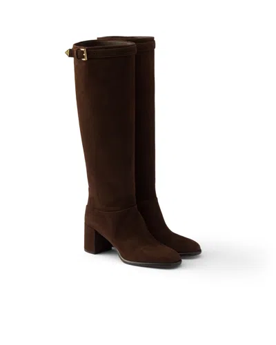 Prada Suede Boots In Multi