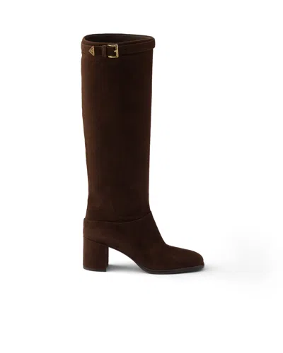 Prada Suede Boots In Multi