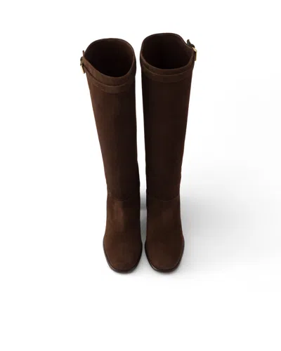 Prada Suede Boots In Multi