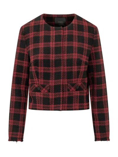 Pinko Check-pattern Tweed Jacket In Red