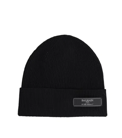 Balmain Berretto Con Patch Logo In Black
