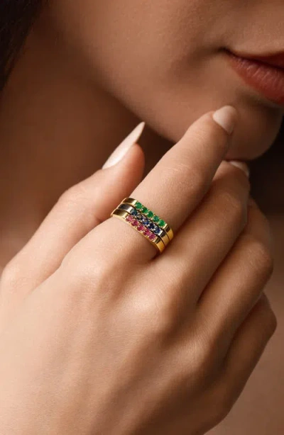 Bony Levy El Mar 18k Gold Gemstone Stackable Ring In Multi