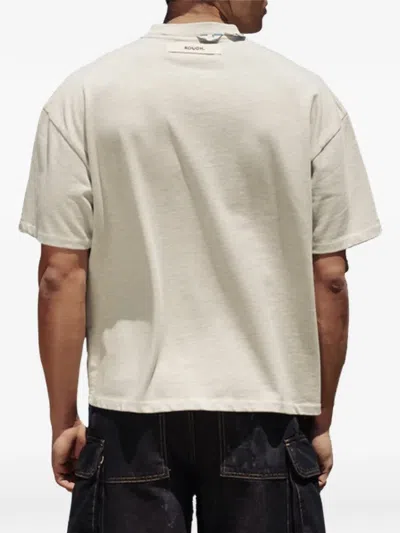 Rough Orizon Logo-print Drop-shoulder T-shirt In Neutral