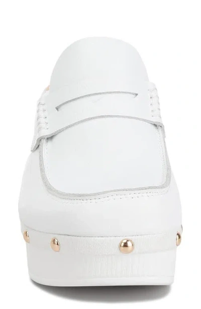 Rag & Co Lycra Stud Platform Mule In White