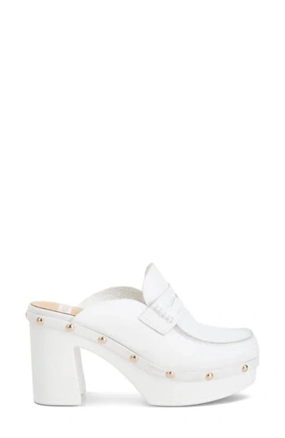 Rag & Co Lycra Stud Platform Mule In White