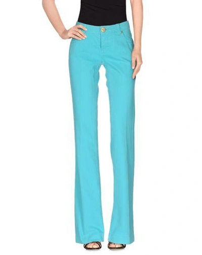 Shop Pinko Denim Pants In Turquoise