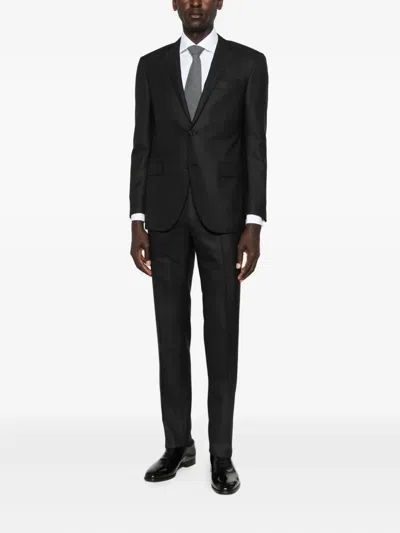Corneliani Pinstripe Wool Suit In Black