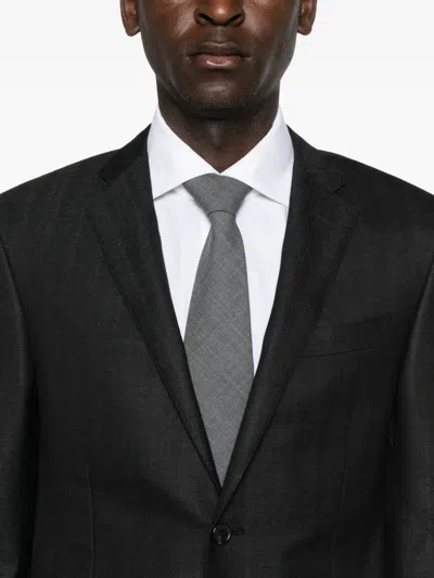 Corneliani Pinstripe Wool Suit In Black