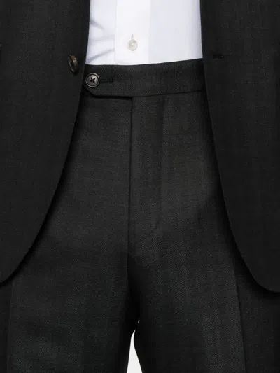 Corneliani Pinstripe Wool Suit In Black