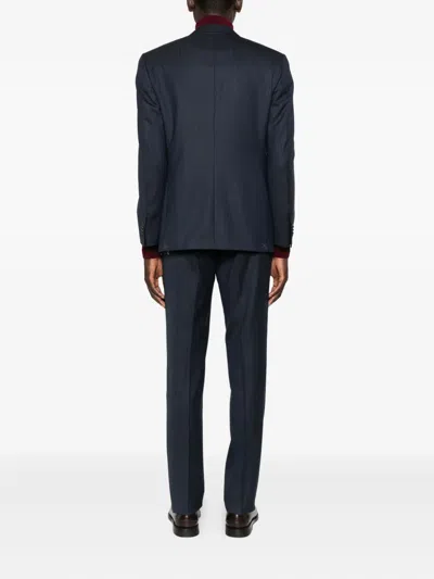 Corneliani Wool Single Brested Suit In Blue