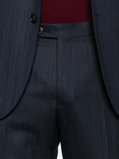 Corneliani Wool Single Brested Suit In Blue