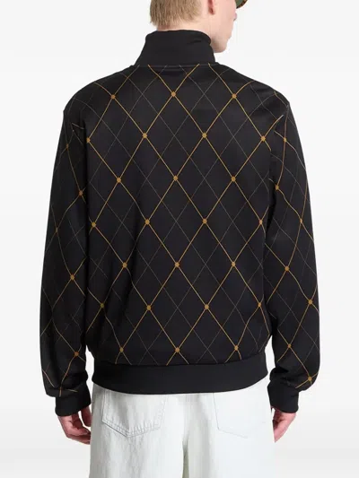 Fred Perry Argyle-pattern Track Jacket In Black