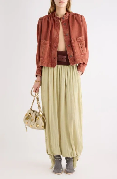 Chloé Logo Denim Jacket With Patch Pockets In Multi