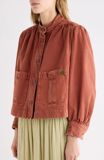 Chloé Logo Denim Jacket With Patch Pockets In Multi