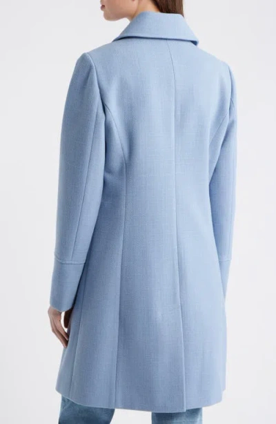 Cece Textured Flap Pocket Coat In Blue